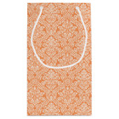 Petit Sac Cadeau Élégant motif de Damas orange Monogramme et nom (Dos)