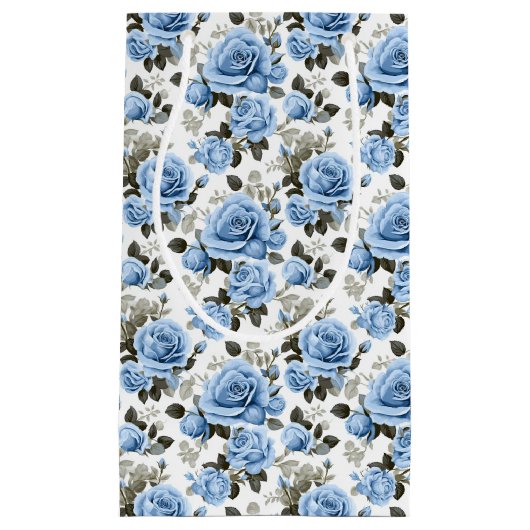 Petit Sac Cadeau Élégant motif rose bleu (Devant)