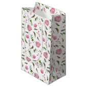 Petit Sac Cadeau Élégant Motif végétal rose (Devant Angle)