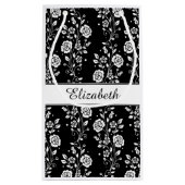 Petit Sac Cadeau Élégant Nom Floral Noir Et Blanc (Dos)