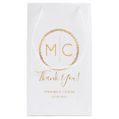Petit Sac Cadeau Élégant or Rustique Wreath Monogram Mariage (Dos)