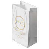 Petit Sac Cadeau Élégant or Rustique Wreath Monogram Mariage (Dos Angle)