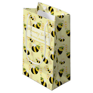 Petit Sac Cadeau Elégant Pastel Yellow Bee Honeycomb Baby shower