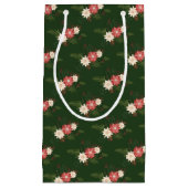 Petit Sac Cadeau Élégant Poinsettia Vert Noël (Devant)