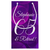 Petit Sac Cadeau Élégant Purple 65 & Retraité Party (Dos)