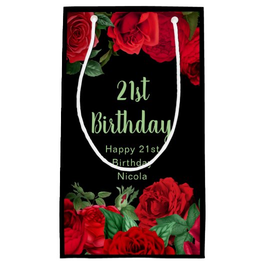 Petit Sac Cadeau Elegant Red Roses Flowers Birthday Party (Devant)