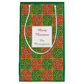 Petit Sac Cadeau Élégant rouge, vert et or modifiable (Devant)