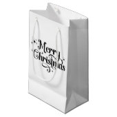 Petit Sac Cadeau Élégant Script chic noir & blanc Joyeux Noël (Devant Angle)