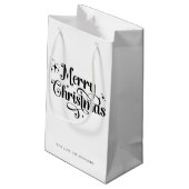 Petit Sac Cadeau Élégant Script chic noir & blanc Joyeux Noël (Dos Angle)