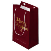 Petit Sac Cadeau Élégant Script Chic Rouge Or Joyeux Noël (Devant Angle)