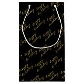 Petit Sac Cadeau Élégant script d'or noir (Dos)