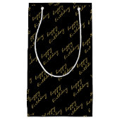 Petit Sac Cadeau Élégant script d'or noir (Devant)