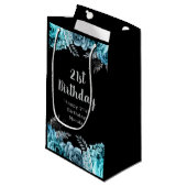 Petit Sac Cadeau Elegant Teal Blue and Silver Flower Birthday Party (Devant Angle)