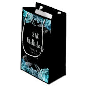 Petit Sac Cadeau Elegant Teal Blue and Silver Flower Birthday Party (Dos Angle)