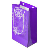 Petit Sac Cadeau Élégant violet Snowflakes motif de Noël moderne (Devant Angle)