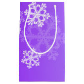 Petit Sac Cadeau Élégant violet Snowflakes motif de Noël moderne (Devant)