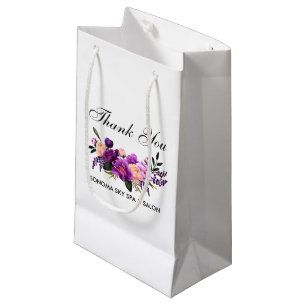 Petit Sac Cadeau Elégante aquarelle violet violet Merci floral