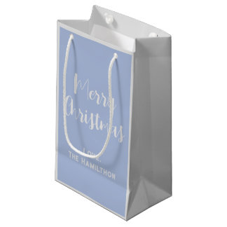Petit Sac Cadeau Elégante Joyeuse Pêche de Noël & Acier Bleu
