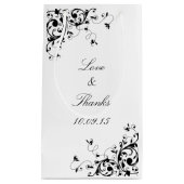 Petit Sac Cadeau Elégante Mariage noir & blanc (Devant)