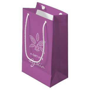 Petit Sac Cadeau Elégante Orchidée Simple Gras Fleur pourpre Avec N