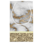 Petit Sac Cadeau Elégante Parties scintillant or élégant Marbre bla (Dos)