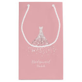 Petit Sac Cadeau Elégante Robe Diamond de Mariée Rose (Dos)