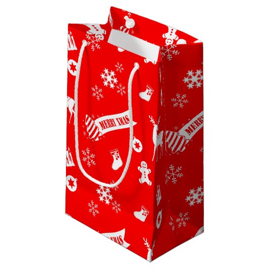 Petit Sac Cadeau Éléments de Noël (Devant Angle)