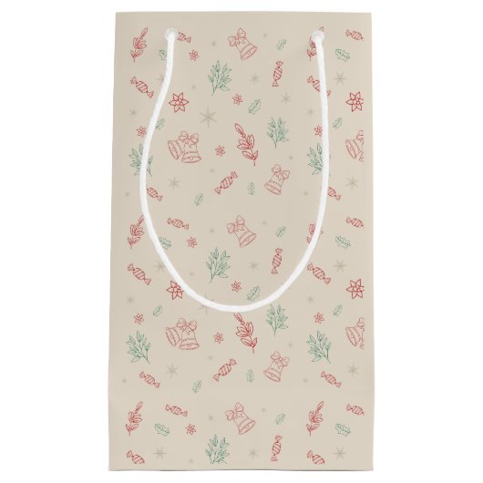 Petit Sac Cadeau Éléments de Noël minimaux mignons (Devant)