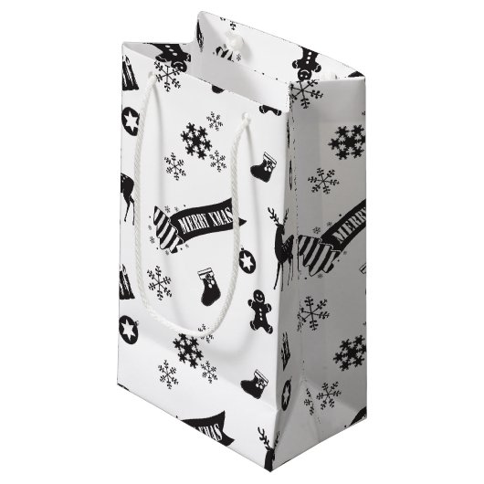 Petit Sac Cadeau Éléments de Noël - Solennel (Devant Angle)