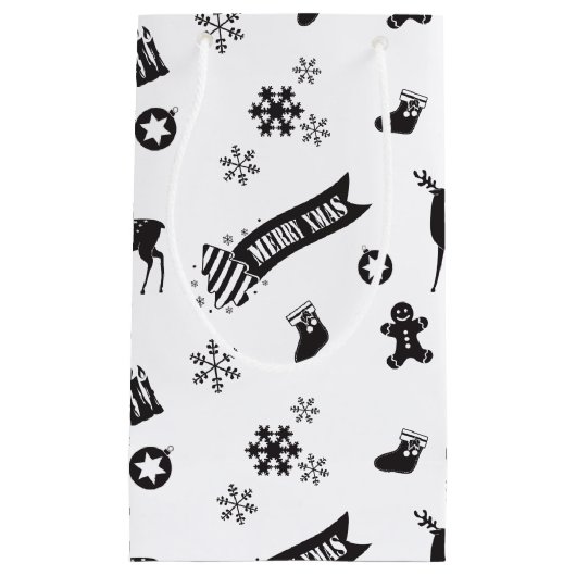 Petit Sac Cadeau Éléments de Noël - Solennel (Devant)