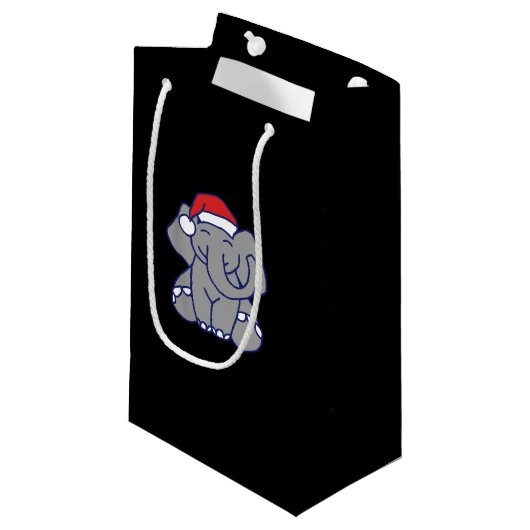 Petit Sac Cadeau éléphant de Noël (Devant Angle)