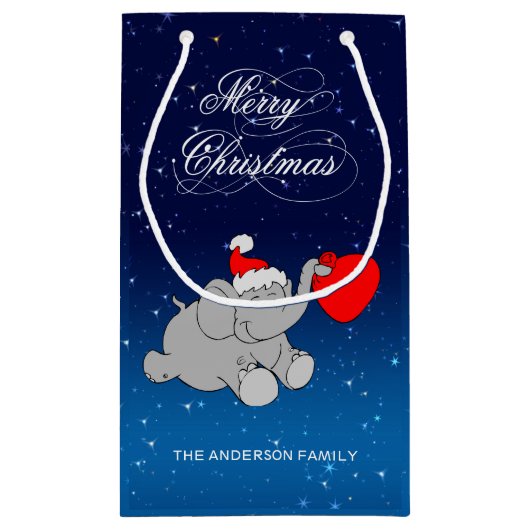 Petit Sac Cadeau Eléphant de Noël mignon (Dos)