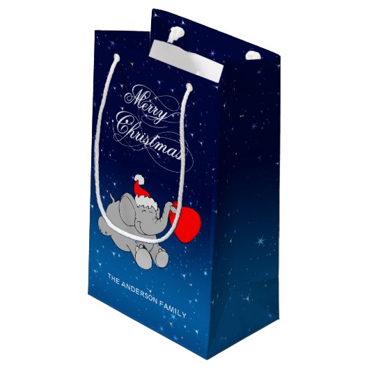 Petit Sac Cadeau Eléphant de Noël mignon (Dos Angle)