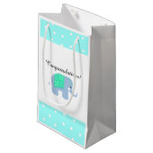 Petit Sac Cadeau Éléphant Indien Bleu (Devant Angle)