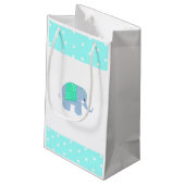 Petit Sac Cadeau Éléphant Indien Bleu (Dos Angle)