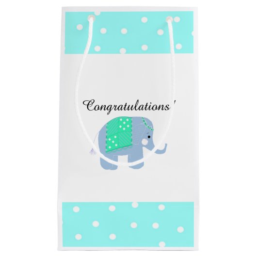 Petit Sac Cadeau Éléphant Indien Bleu (Devant)