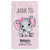 Petit Sac Cadeau Eléphant mignon rose avec Baby shower à points Pol (Dos)
