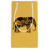 Petit Sac Cadeau éléphant paisley or (Devant)