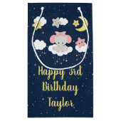 Petit Sac Cadeau Elephant rose et Marine Joyeux anniversaire (Dos)