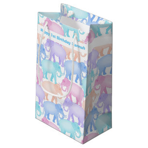 Petit Sac Cadeau Éléphants colorés du ęr anniversaire du bébé