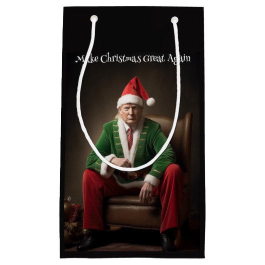 Petit Sac Cadeau Elf de Noël Donald Trump (Devant)