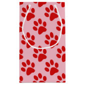 Petit Sac Cadeau Empreinte de patte d'animal rouge (Dos)