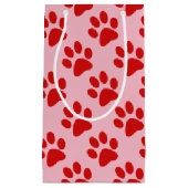 Petit Sac Cadeau Empreinte de patte d'animal rouge (Devant)