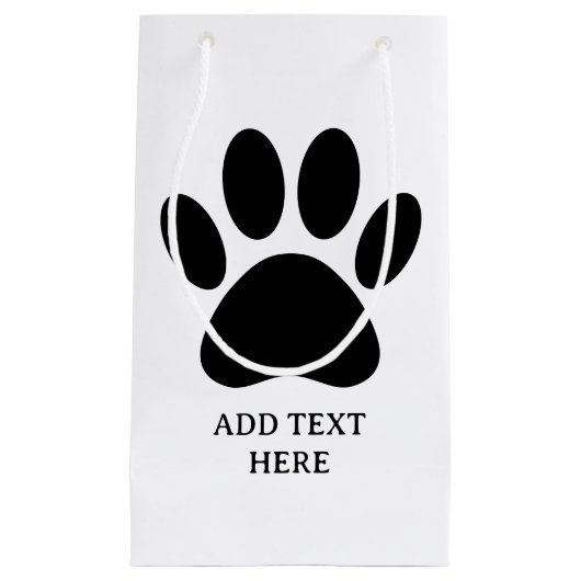 Petit Sac Cadeau Empreinte de patte de chien Art noir et blanc text (Devant)