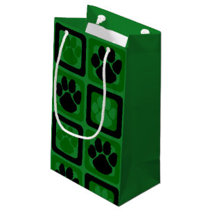 Petit Sac Cadeau Empreinte de patte verte et noire
