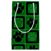 Petit Sac Cadeau Empreinte de patte verte et noire (Devant)