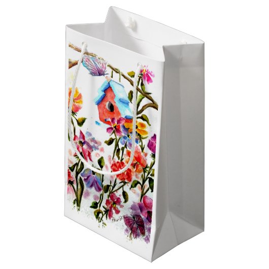 PETIT SAC CADEAU EMPREINTES DE PATTES BIRD HOUSE (Devant Angle)