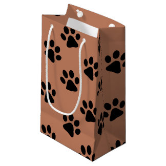Petit Sac Cadeau Empreintes de pattes de chiens Brown