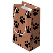 Petit Sac Cadeau Empreintes de pattes de chiens Brown (Dos Angle)