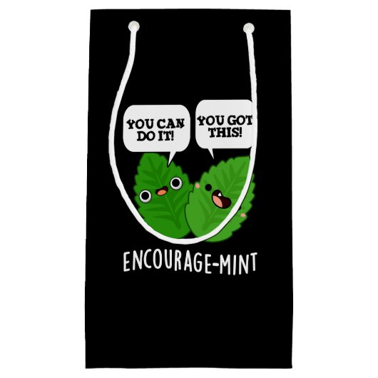 Petit Sac Cadeau Encouragez la menthe Positive Mint Pun Dark BG (Devant)